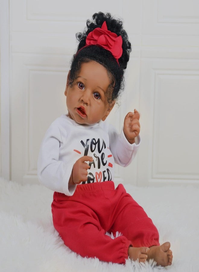 KSBD Realistic Reborn Baby Doll Black Girl - 20 Inch Lifelike Real Life African American Newborn Doll with Soft Body Gift Set for Kids Age 3+ - Image 3
